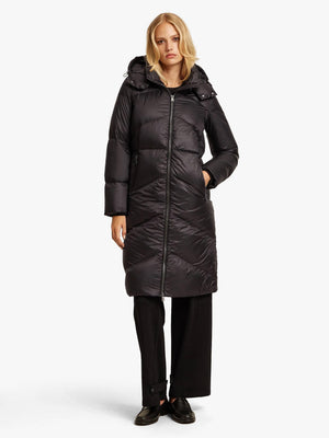 Noel Black Longline Puffa Coat