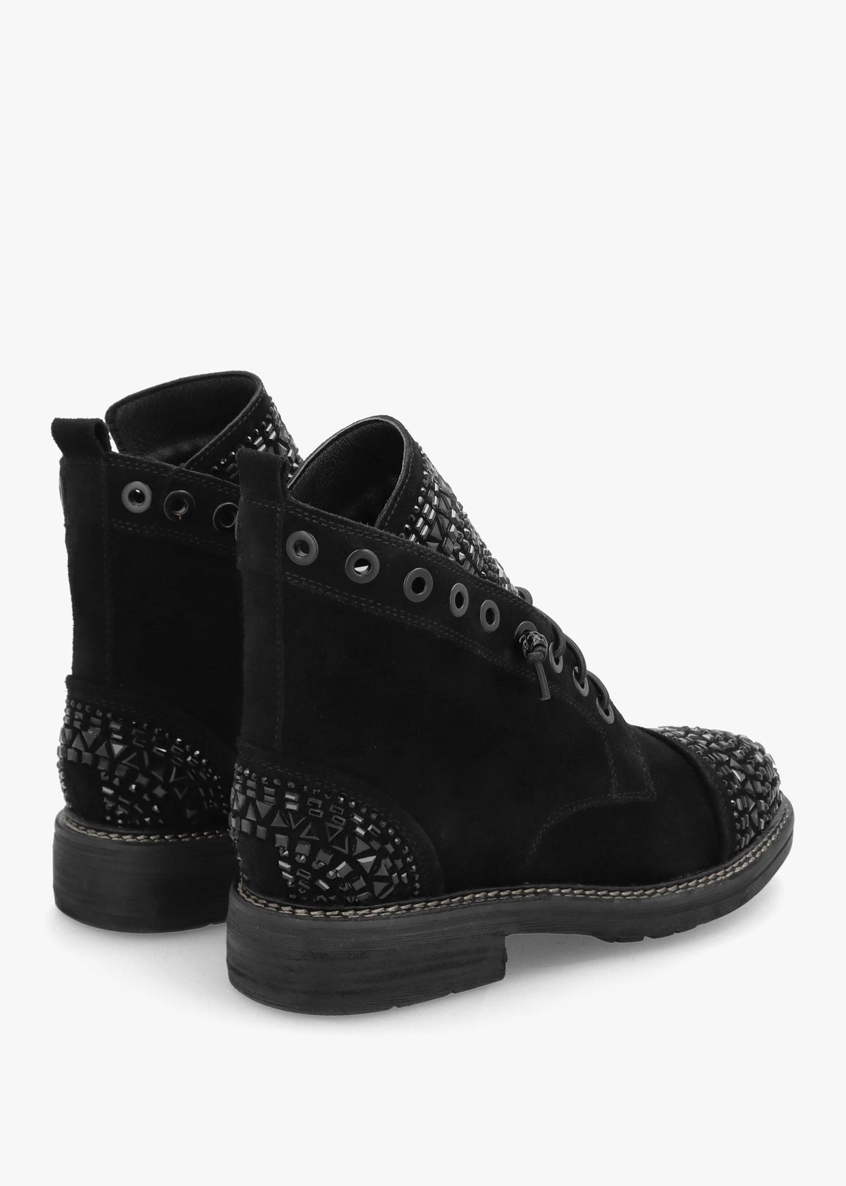 Angel Black Suede Diamante Embellished Ankle Boots