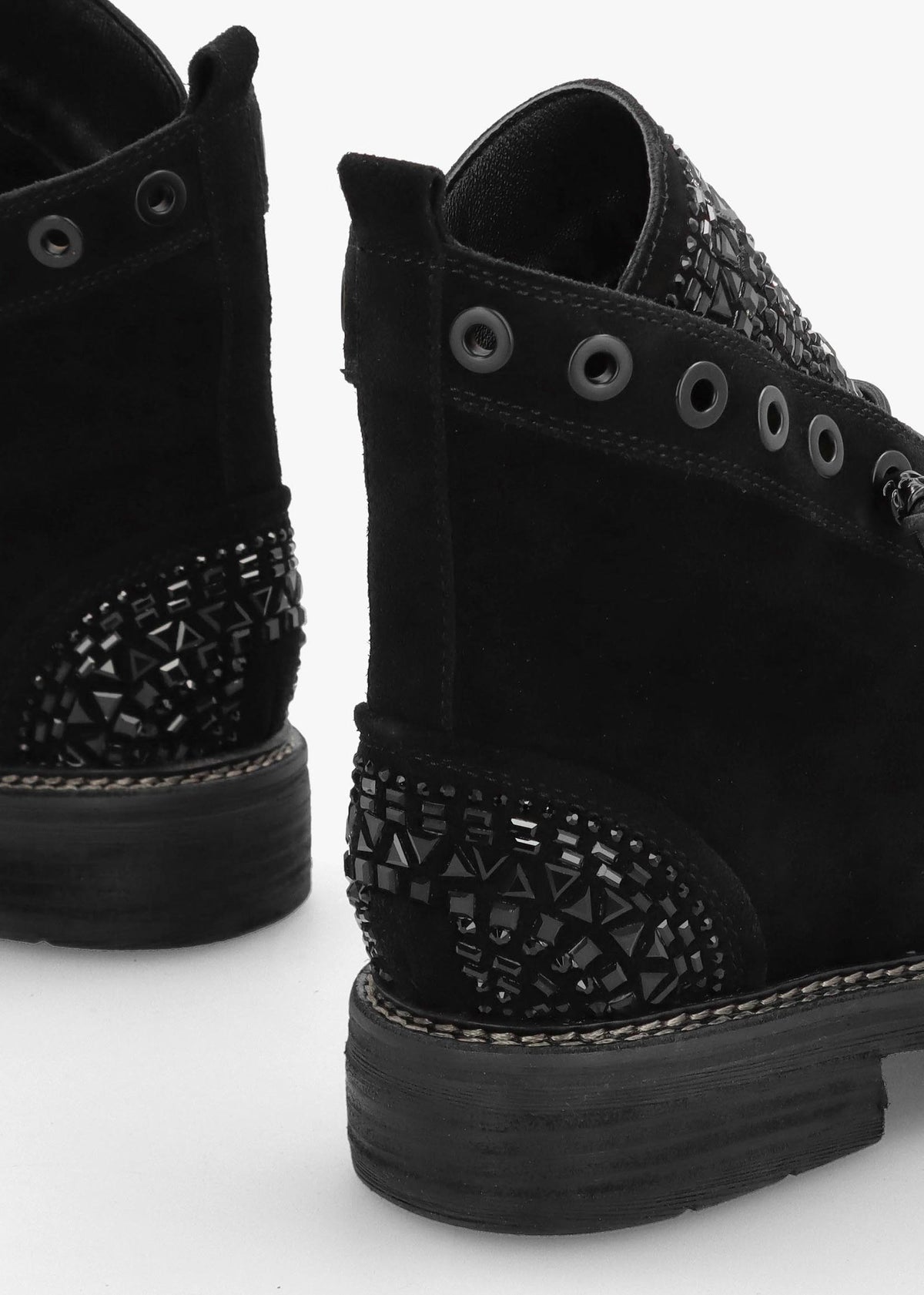 Angel Black Suede Diamante Embellished Ankle Boots