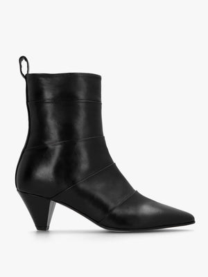 Napel Black Leather Pannel Cone Heel Ankle Boots