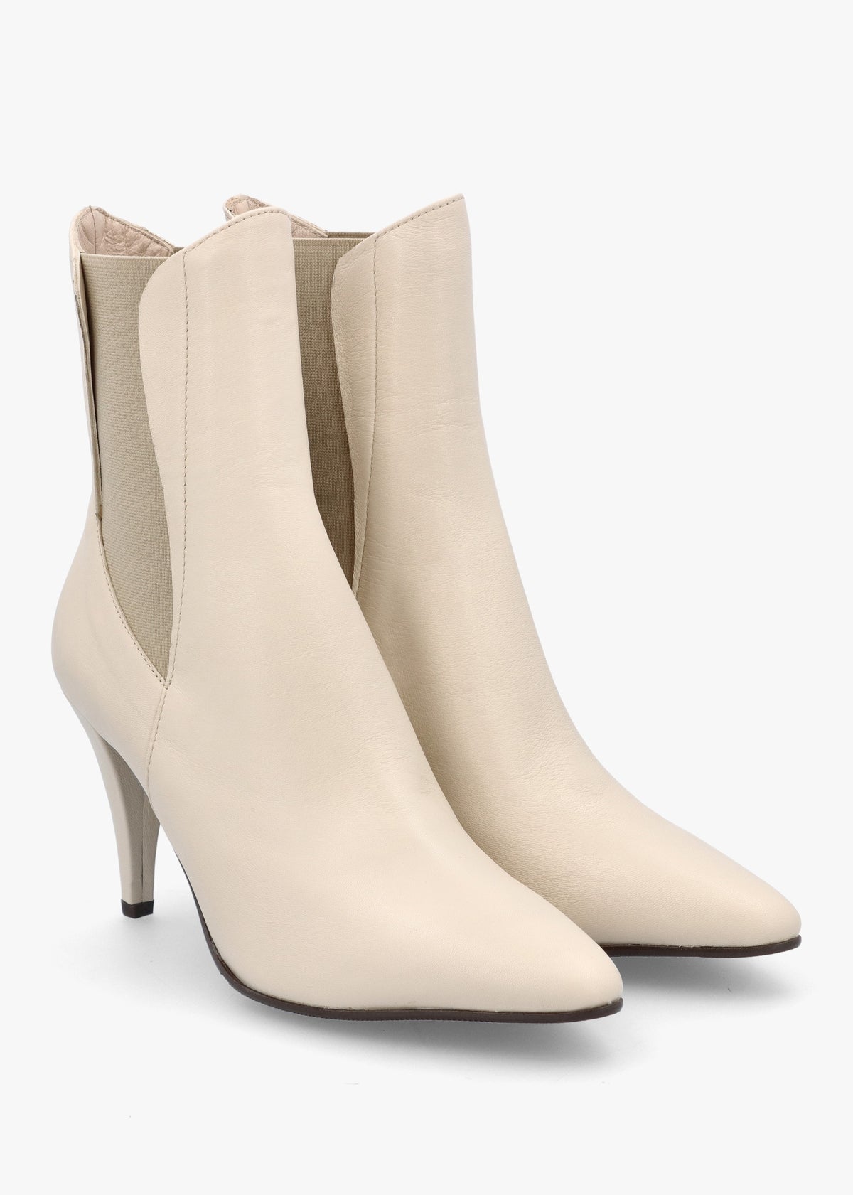 Nelly Cream Leather Cone Heel Chelsea Boots