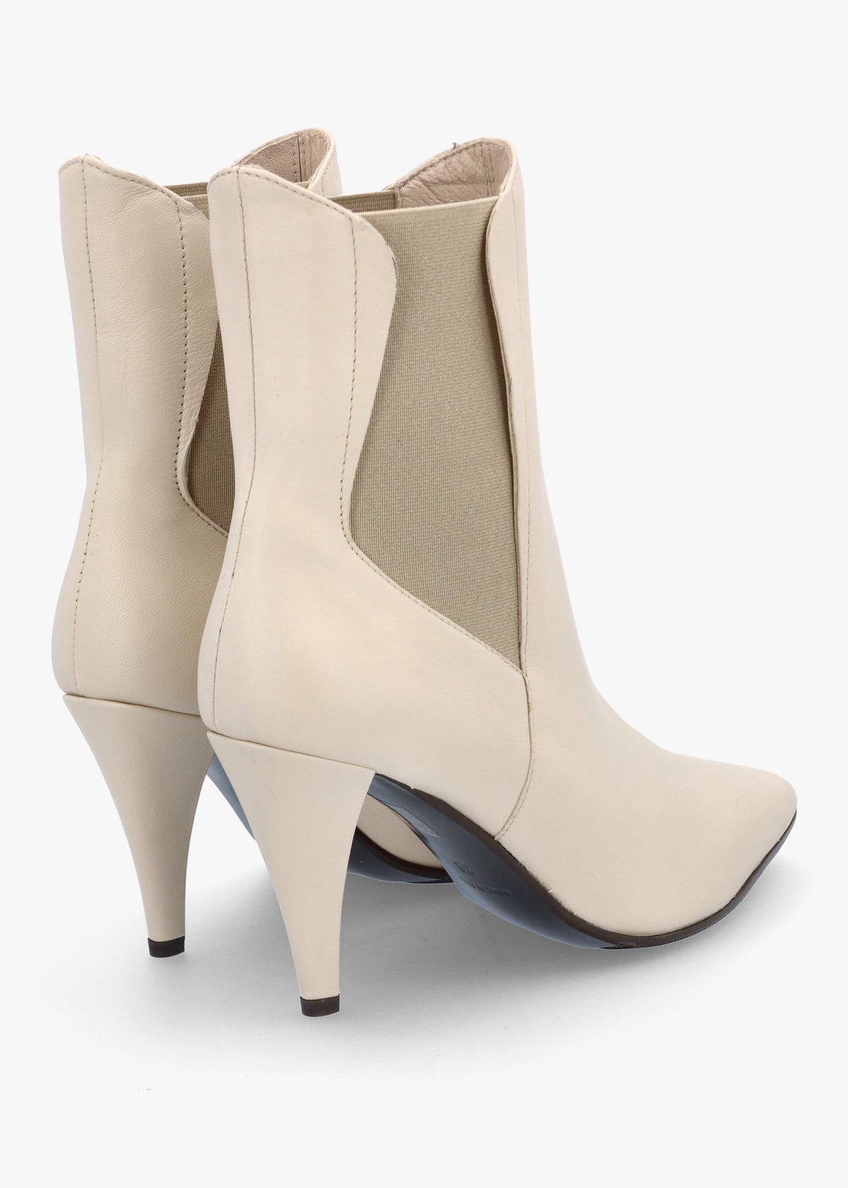 Nelly Cream Leather Cone Heel Chelsea Boots