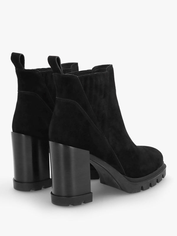 Selly Black Suede Block Heel Chelsea Boots