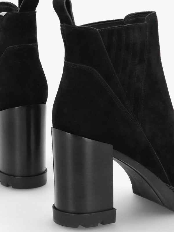 Selly Black Suede Block Heel Chelsea Boots