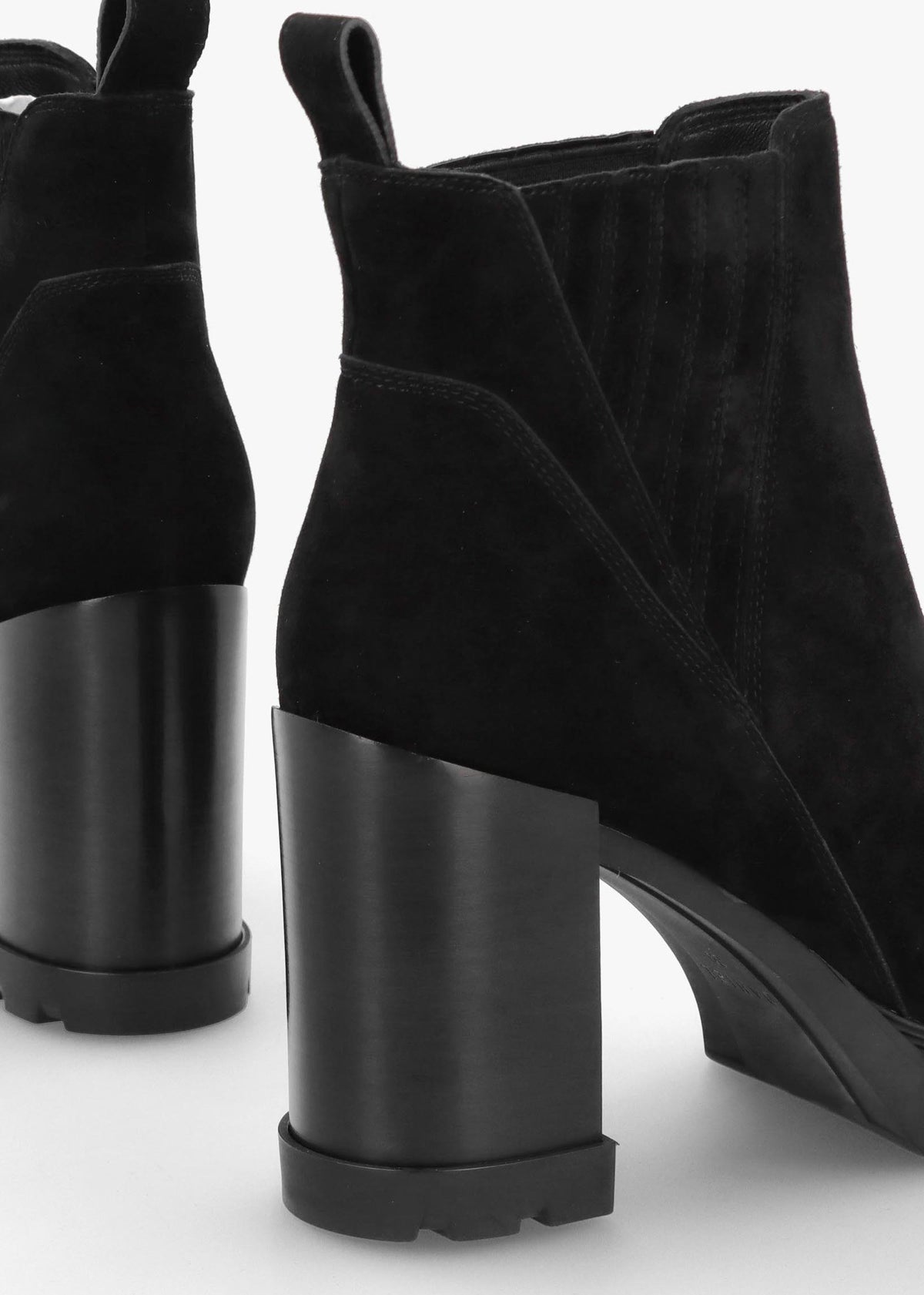 Selly Black Suede Block Heel Chelsea Boots