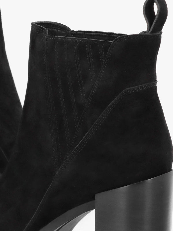 Selly Black Suede Block Heel Chelsea Boots