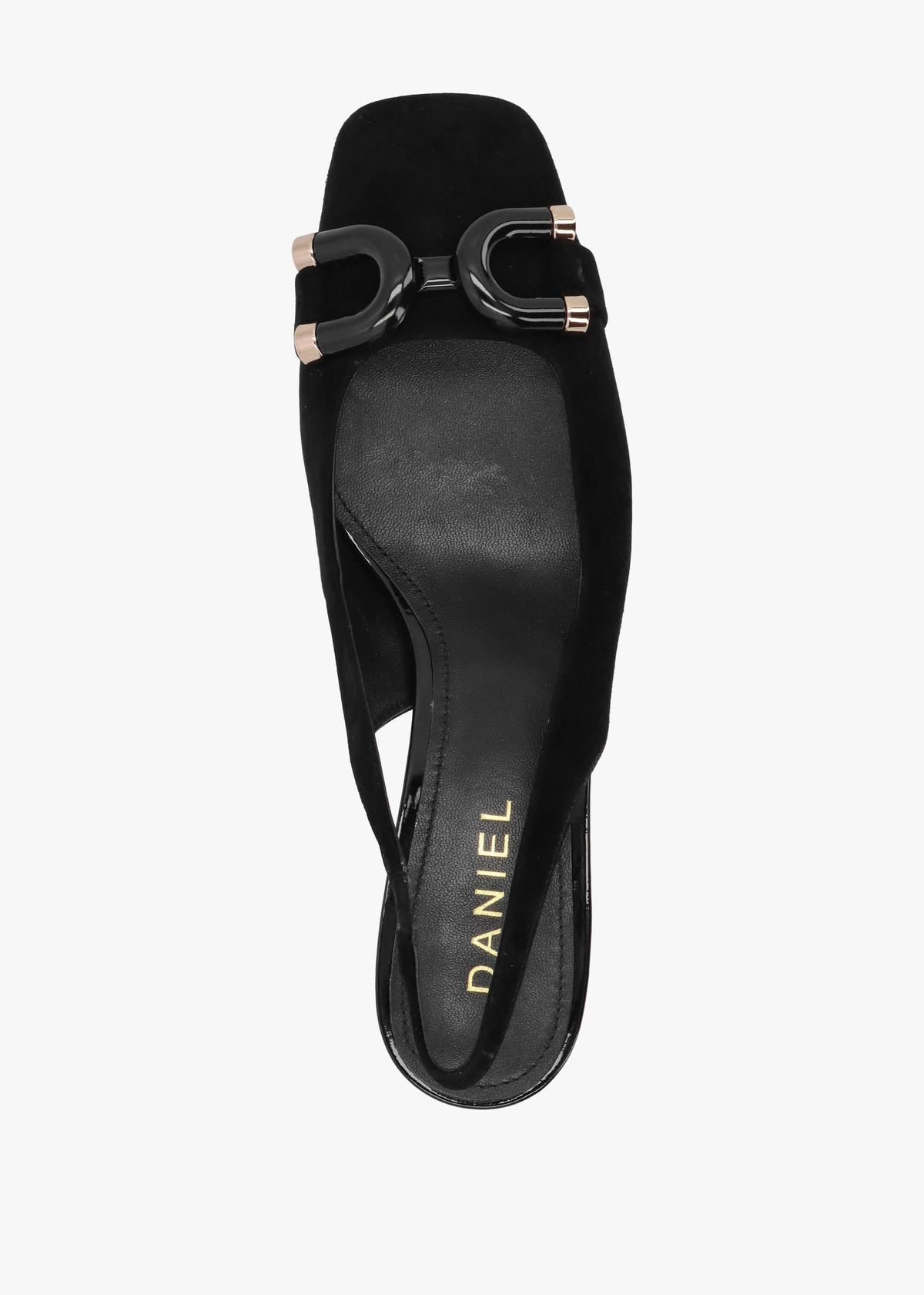 Sacha Black Suede Block Heel Sling Backs