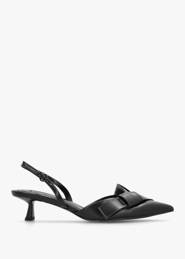 Urbie Black Kitten Heel Sling Backs