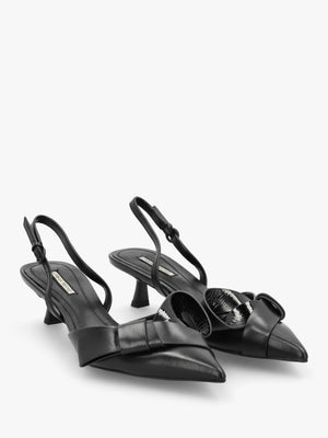 Urbie Black Kitten Heel Sling Backs