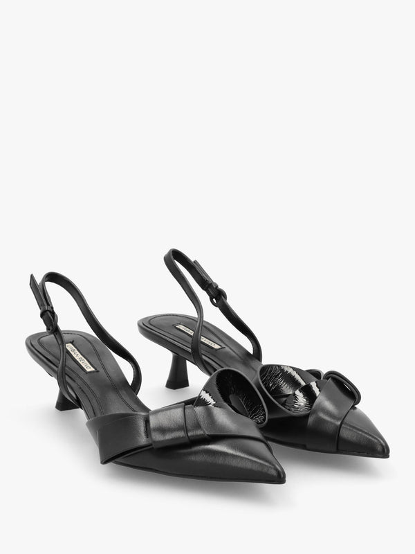 Urbie Black Kitten Heel Sling Backs
