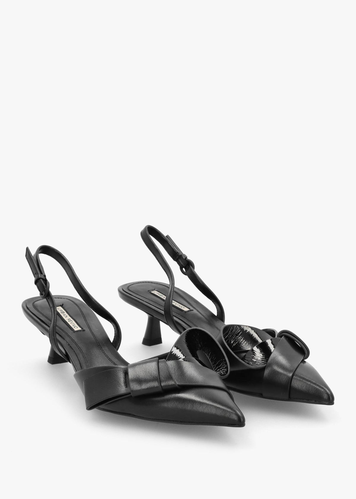 Urbie Black Kitten Heel Sling Backs
