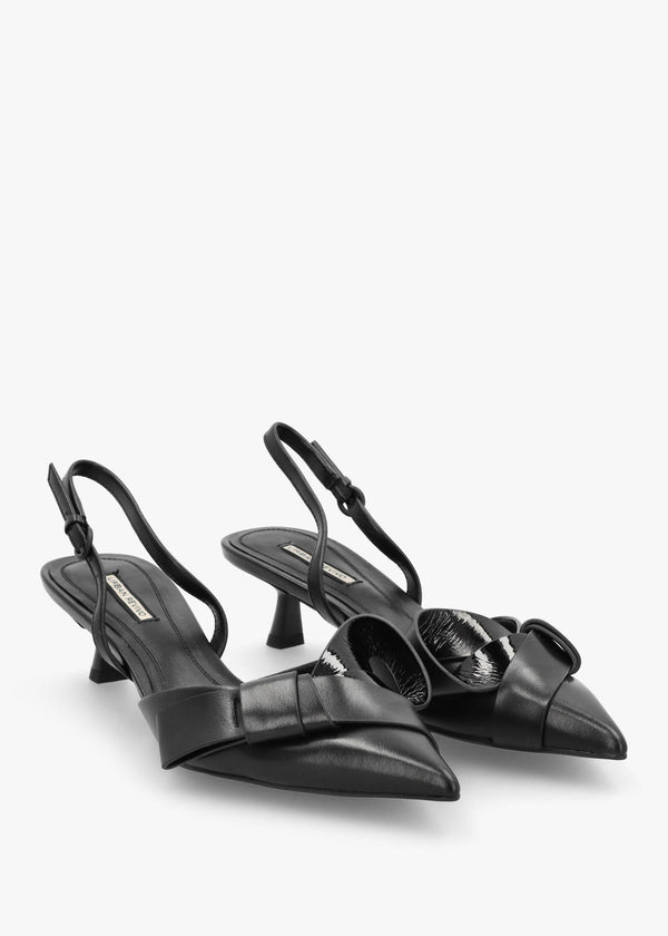 Urbie Black Kitten Heel Sling Backs