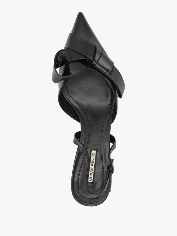 Urbie Black Kitten Heel Sling Backs