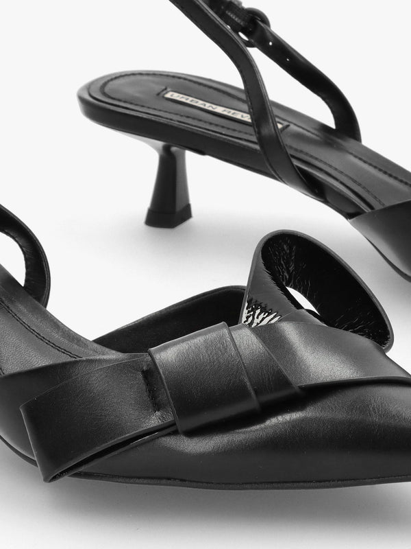 Urbie Black Kitten Heel Sling Backs