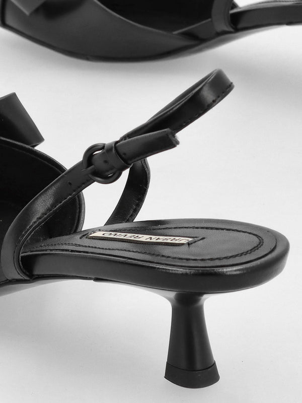 Urbie Black Kitten Heel Sling Backs