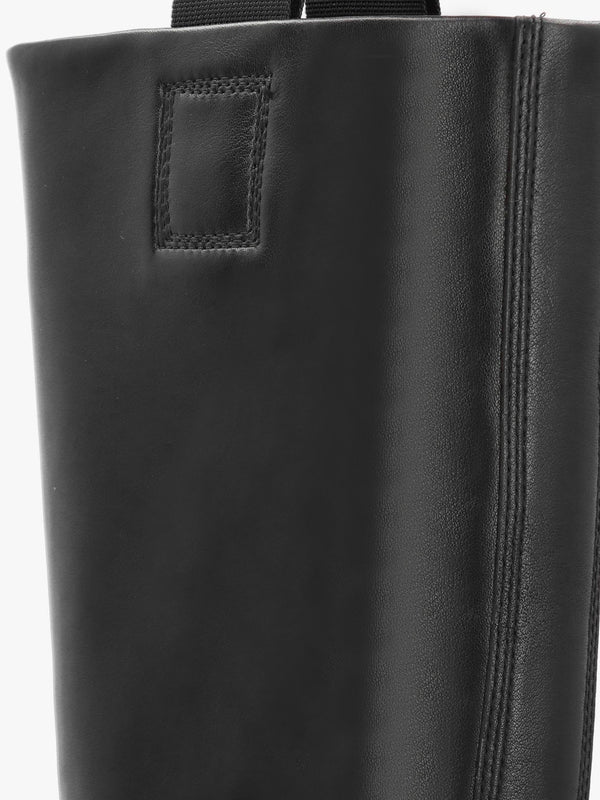 Sound Black Leather Block Heel Knee Boots