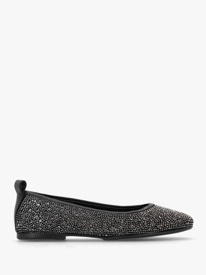 Edgie Black Suede Jewel Embellished Ballet Pumps