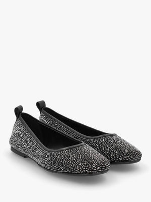 Edgie Black Suede Jewel Embellished Ballet Pumps