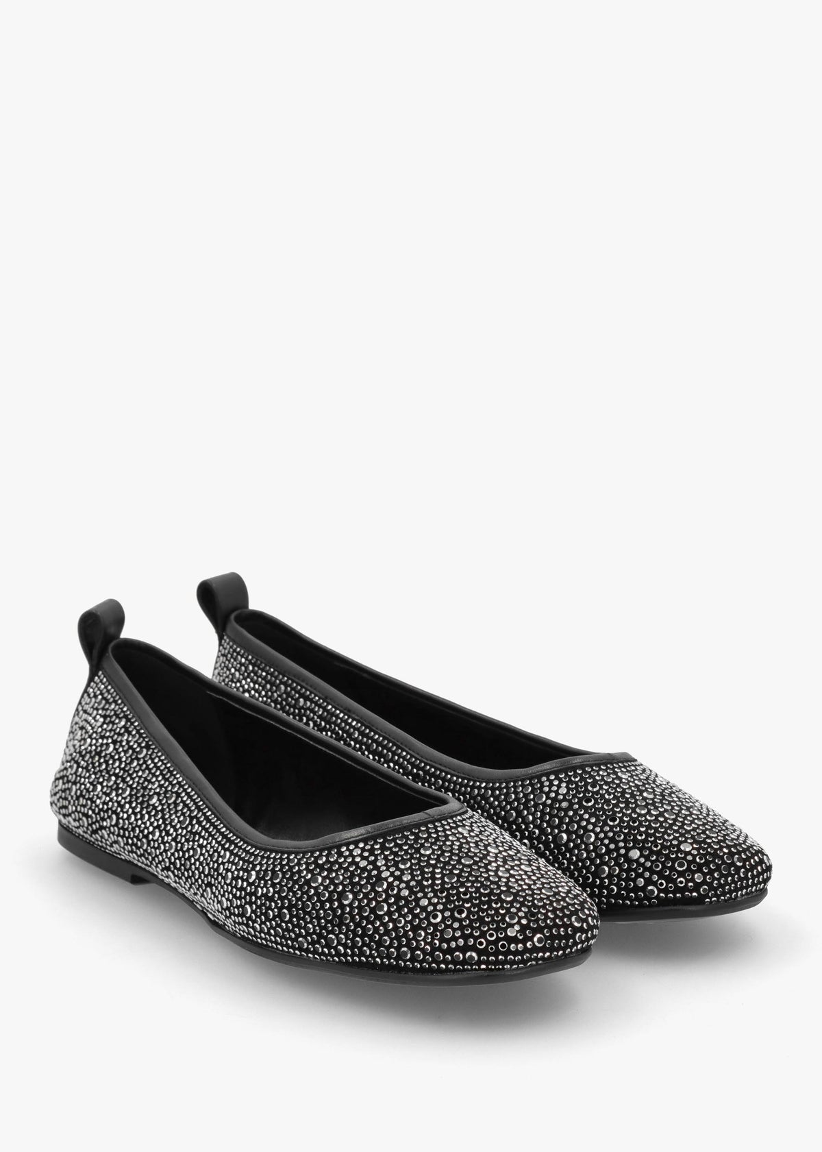 Edgie Black Suede Jewel Embellished Ballet Pumps