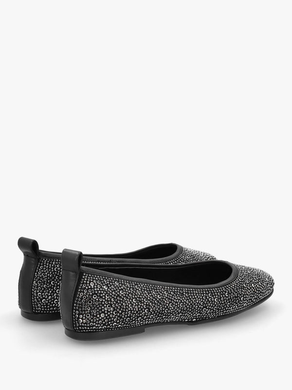 Edgie Black Suede Jewel Embellished Ballet Pumps