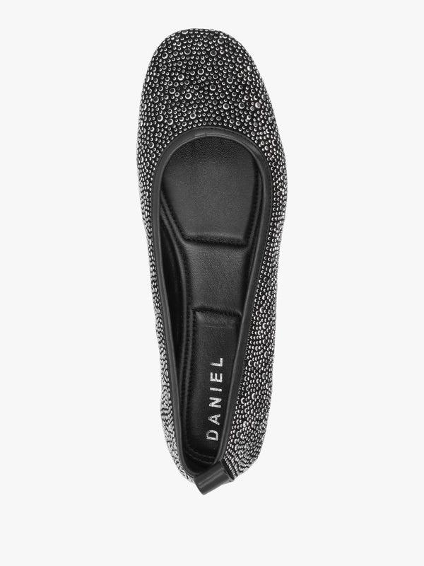 Edgie Black Suede Jewel Embellished Ballet Pumps