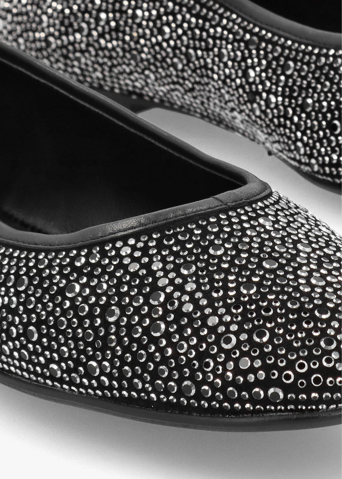 Edgie Black Suede Jewel Embellished Ballet Pumps