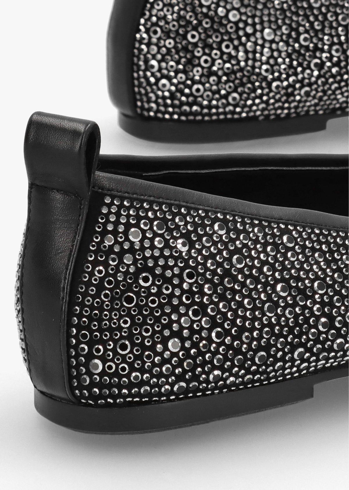 Edgie Black Suede Jewel Embellished Ballet Pumps
