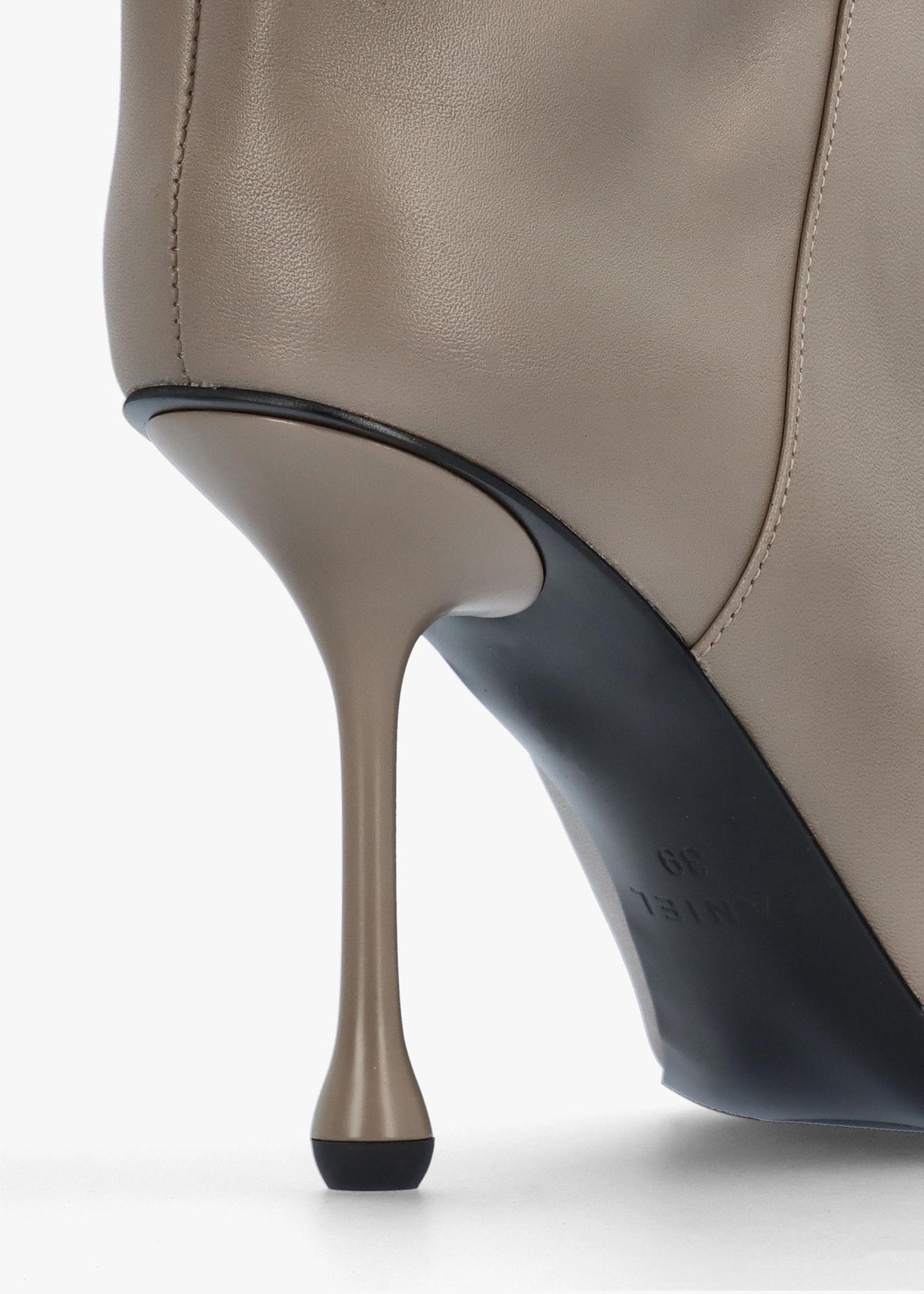 Elodie Taupe Leather Sculpted Heel Knee Boots