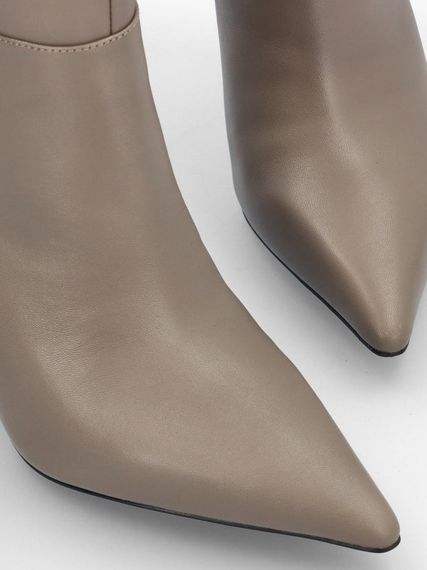 Elodie Taupe Leather Sculpted Heel Knee Boots