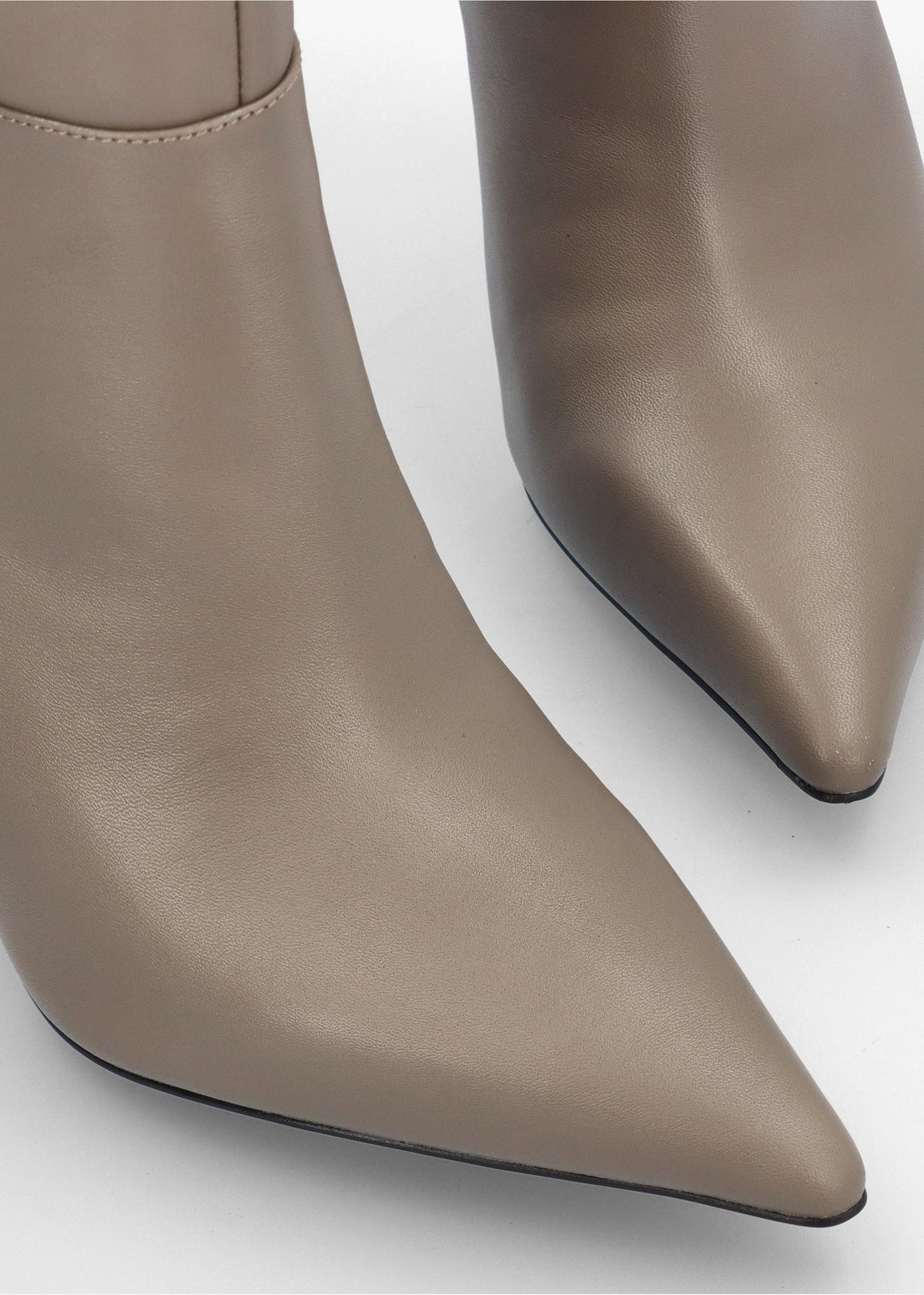 Elodie Taupe Leather Sculpted Heel Knee Boots