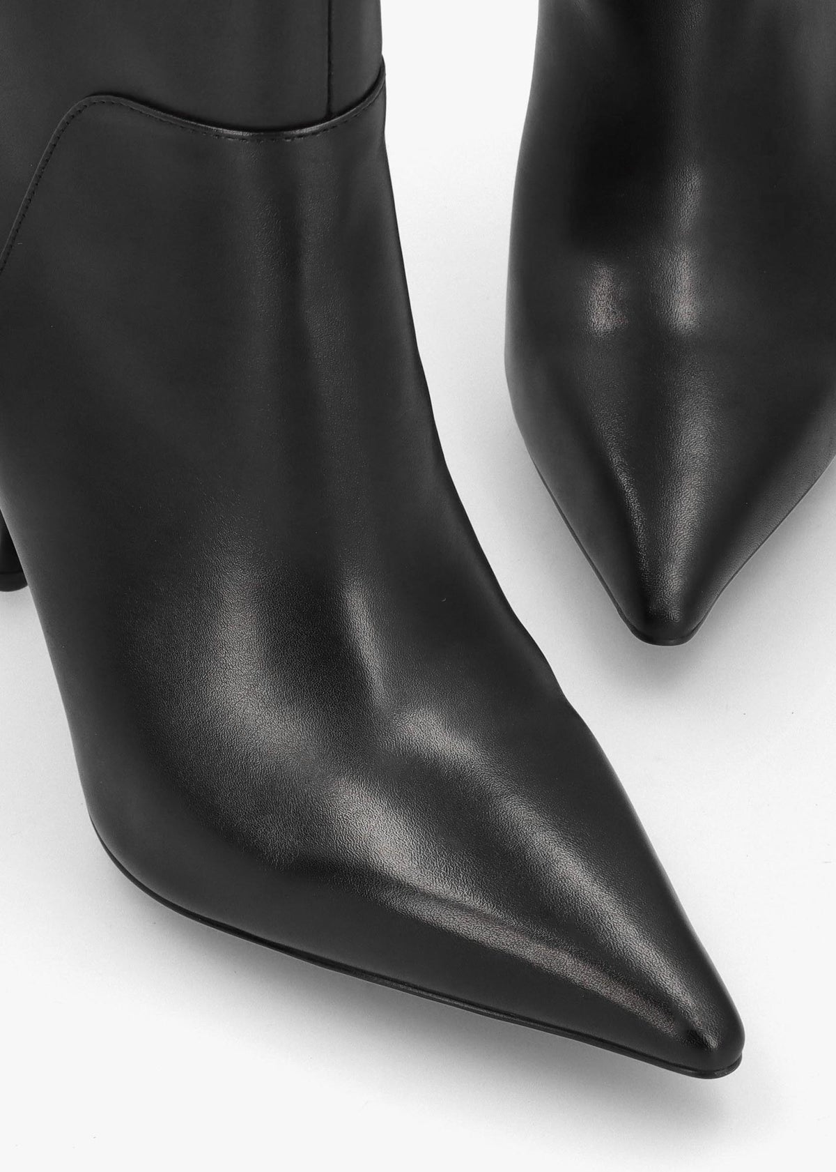 Elodie Black Leather Sculpted Heel Knee Boots