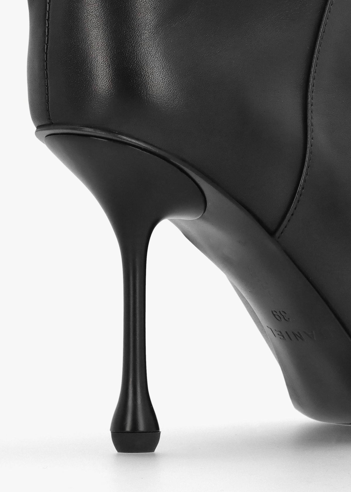 Elodie Black Leather Sculpted Heel Knee Boots