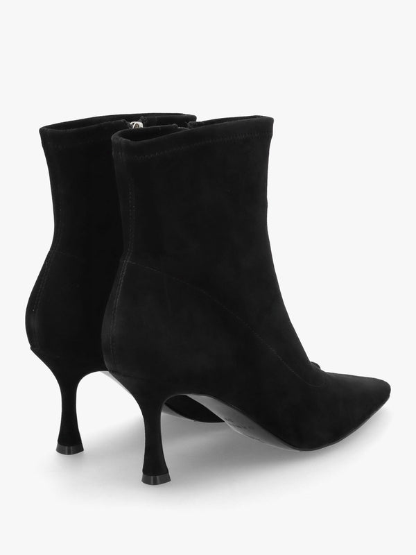 Elenora Black Suede Shaped Heel Sock Boots