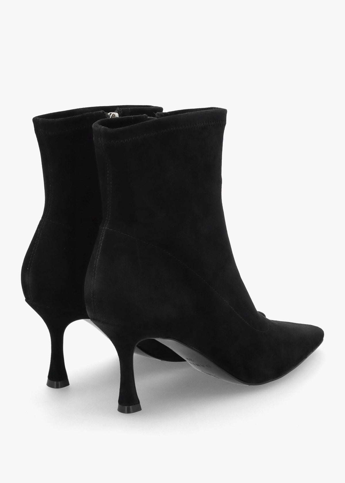 Elenora Black Suede Shaped Heel Sock Boots