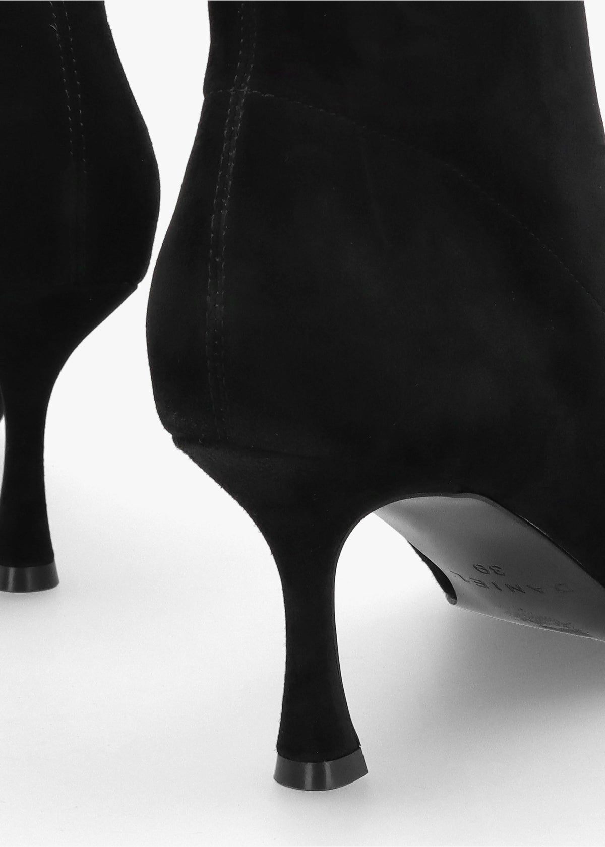 Elenora Black Suede Shaped Heel Sock Boots