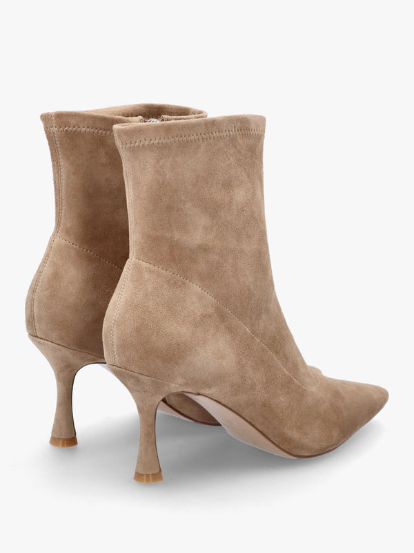 Elenora Beige Suede Shaped Heel Sock Boots