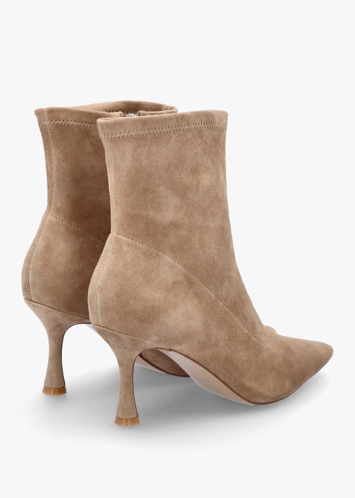 Elenora Beige Suede Shaped Heel Sock Boots