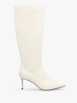 Saffia Cream Leather Slim Heel Knee Boots
