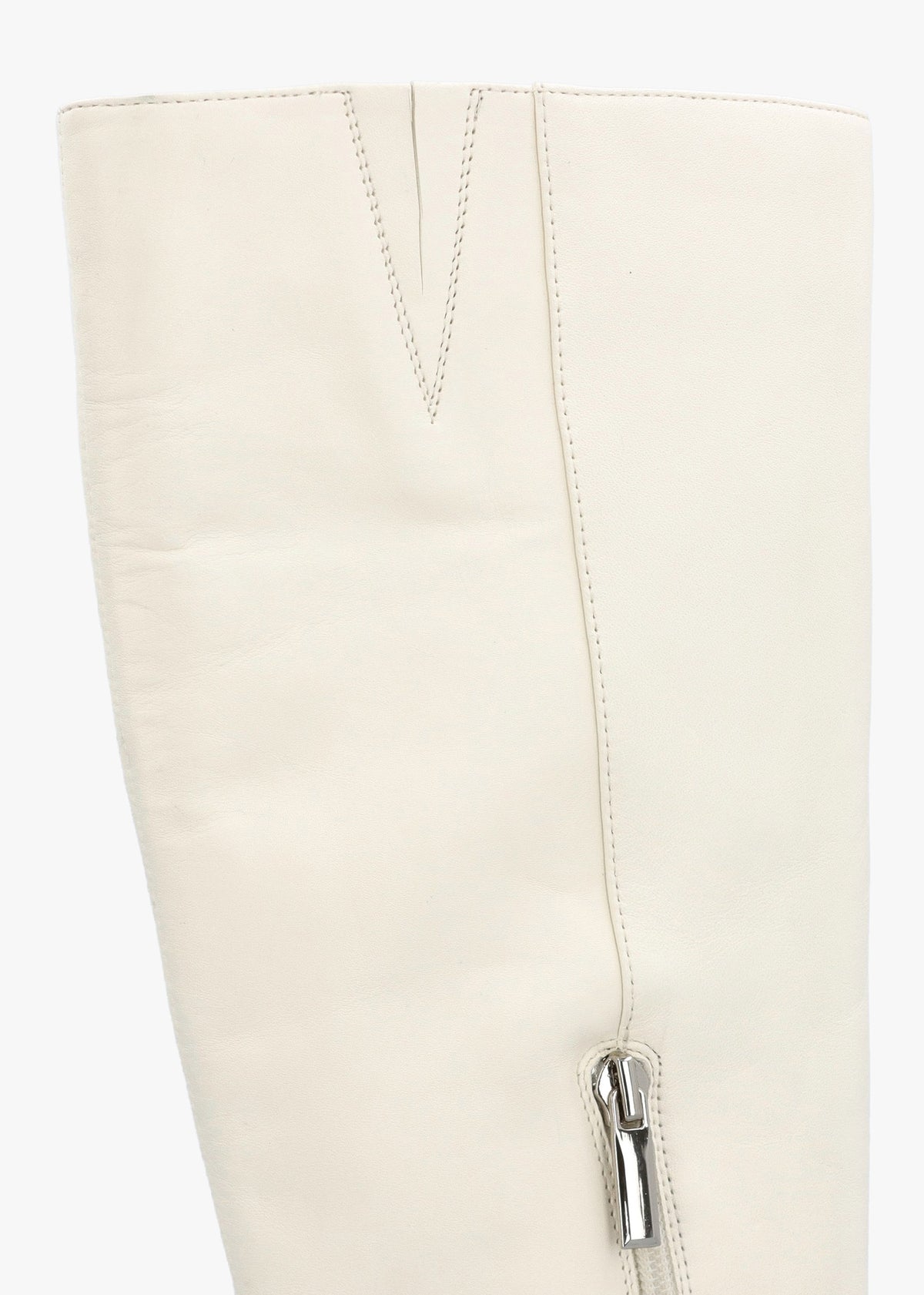Saffia Cream Leather Slim Heel Knee Boots