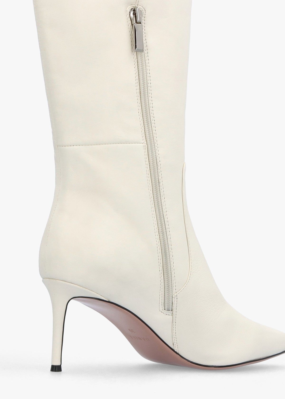 Saffia Cream Leather Slim Heel Knee Boots