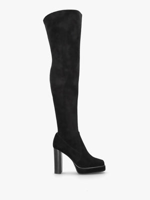 Sippy Black Suede Over The Knee Platform Heeled Boots