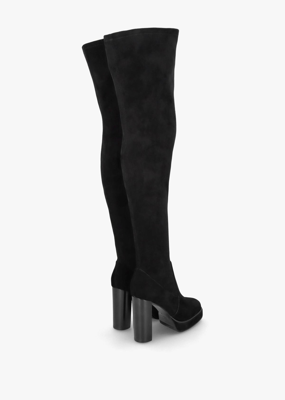Sippy Black Suede Over The Knee Platform Heeled Boots