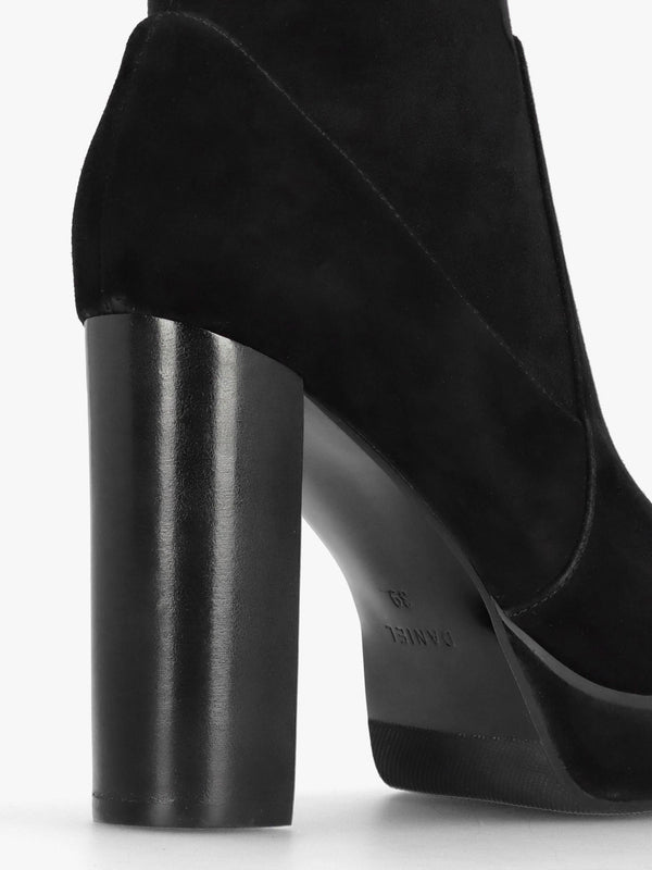 Sippy Black Suede Over The Knee Platform Heeled Boots