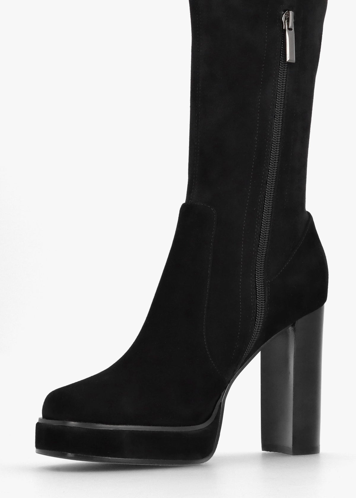 Sippy Black Suede Over The Knee Platform Heeled Boots