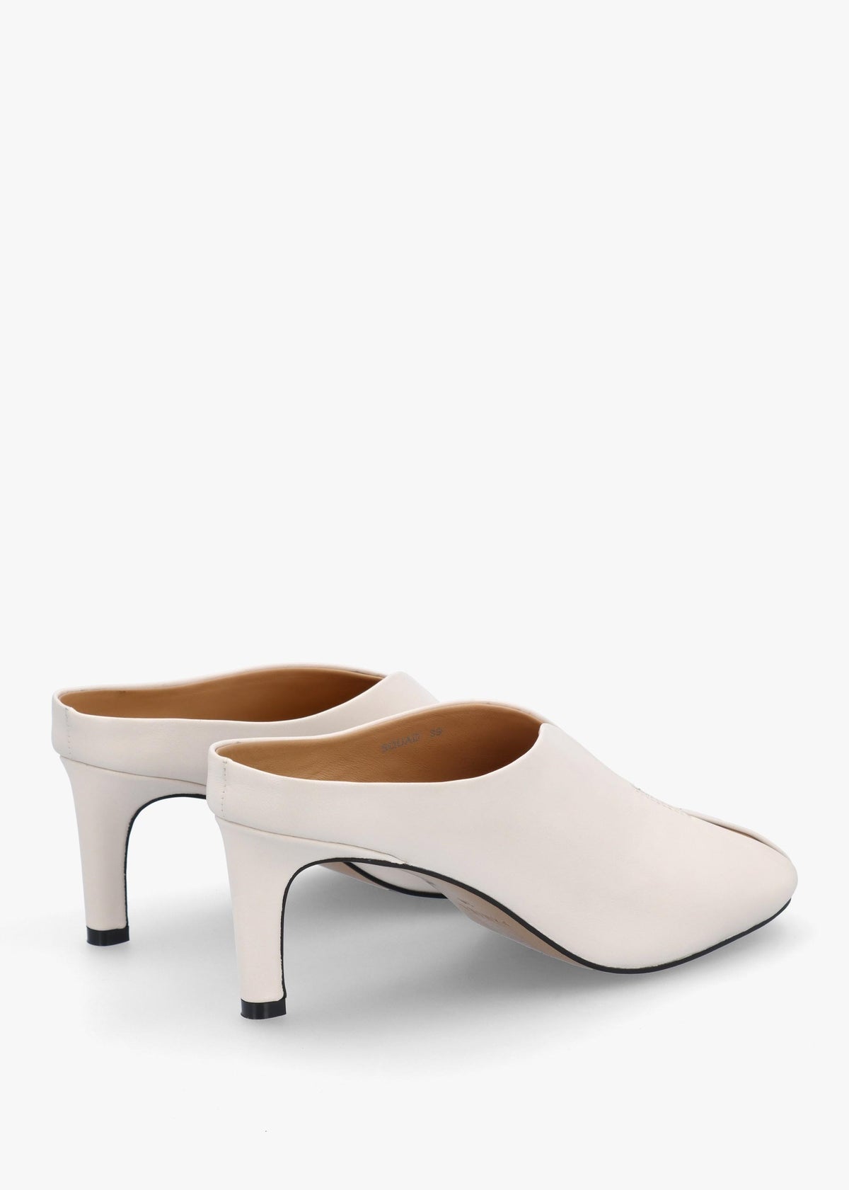 Squad Cream Leather Square Toe Heeled Mules