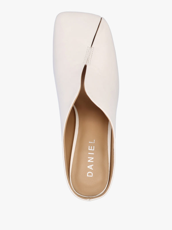 Squad Cream Leather Square Toe Heeled Mules