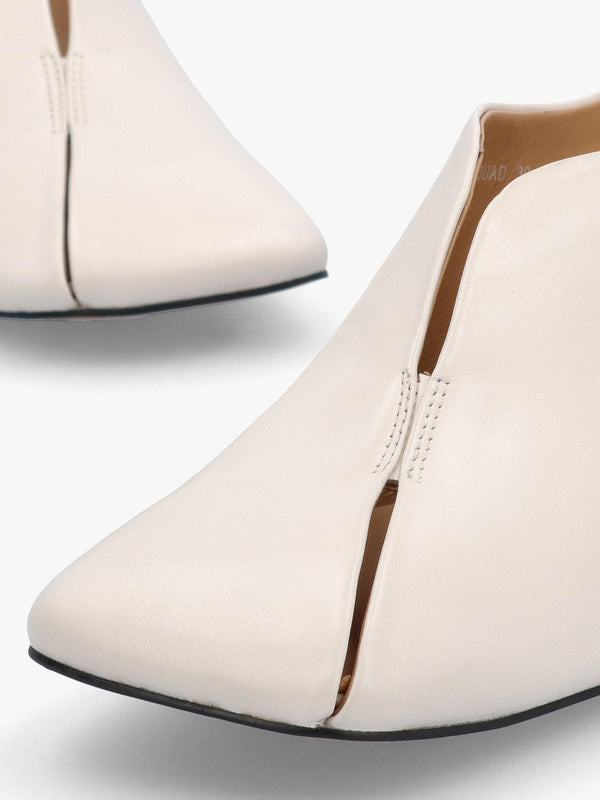 Squad Cream Leather Square Toe Heeled Mules