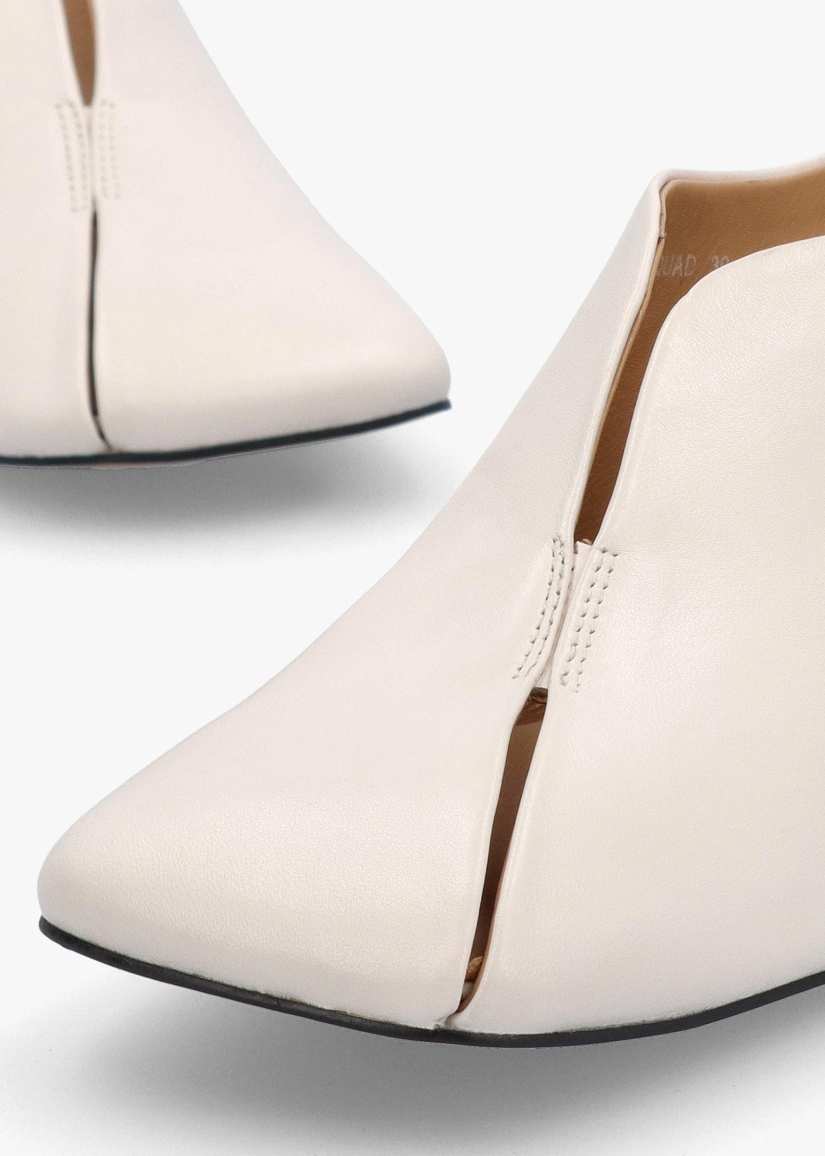 Squad Cream Leather Square Toe Heeled Mules