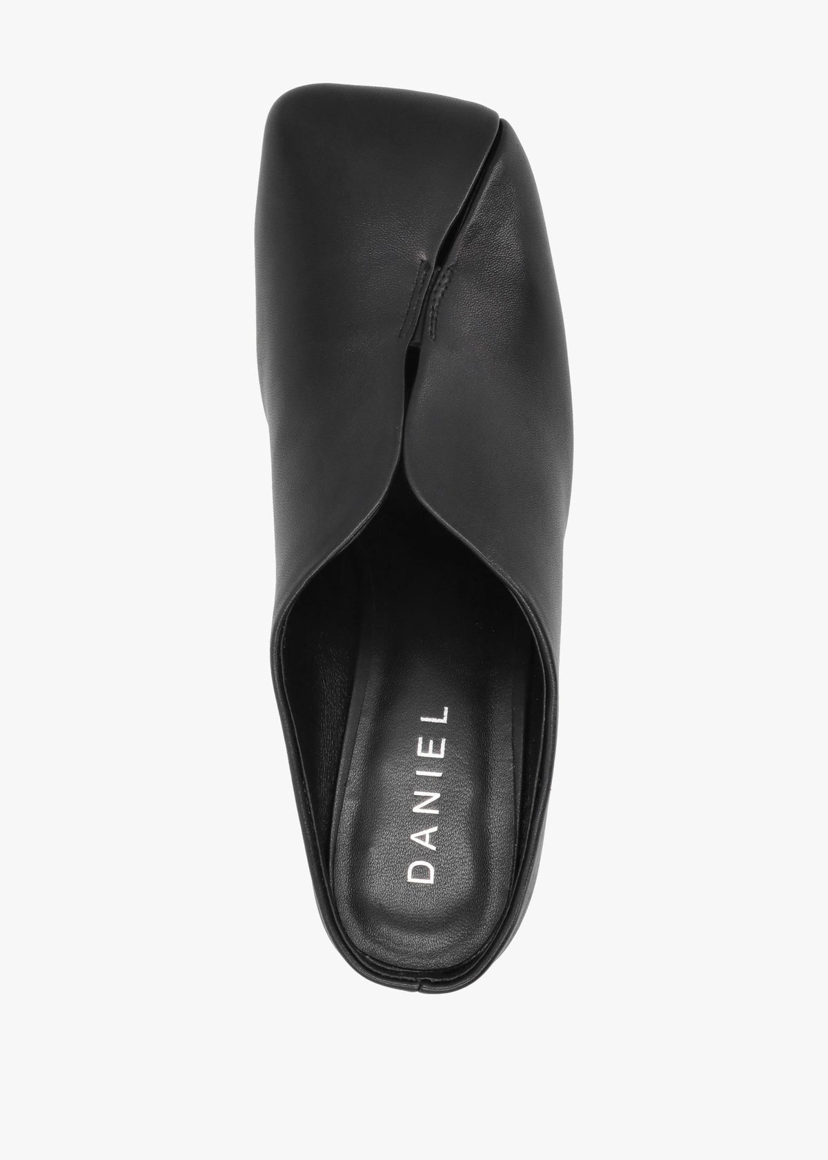 Squad Black Leather Square Toe Heeled Mules