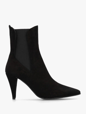 Nelly Black Suede Cone Heel Chelsea Boots